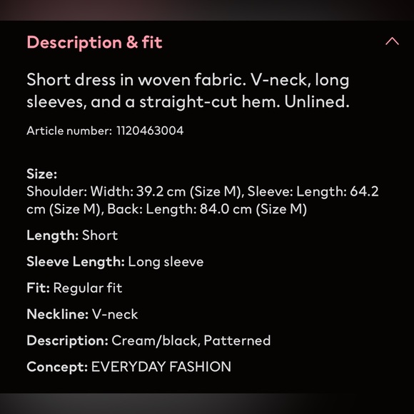 SOLD- H&M Black & White V-neck Dress - Picture 4 of 4